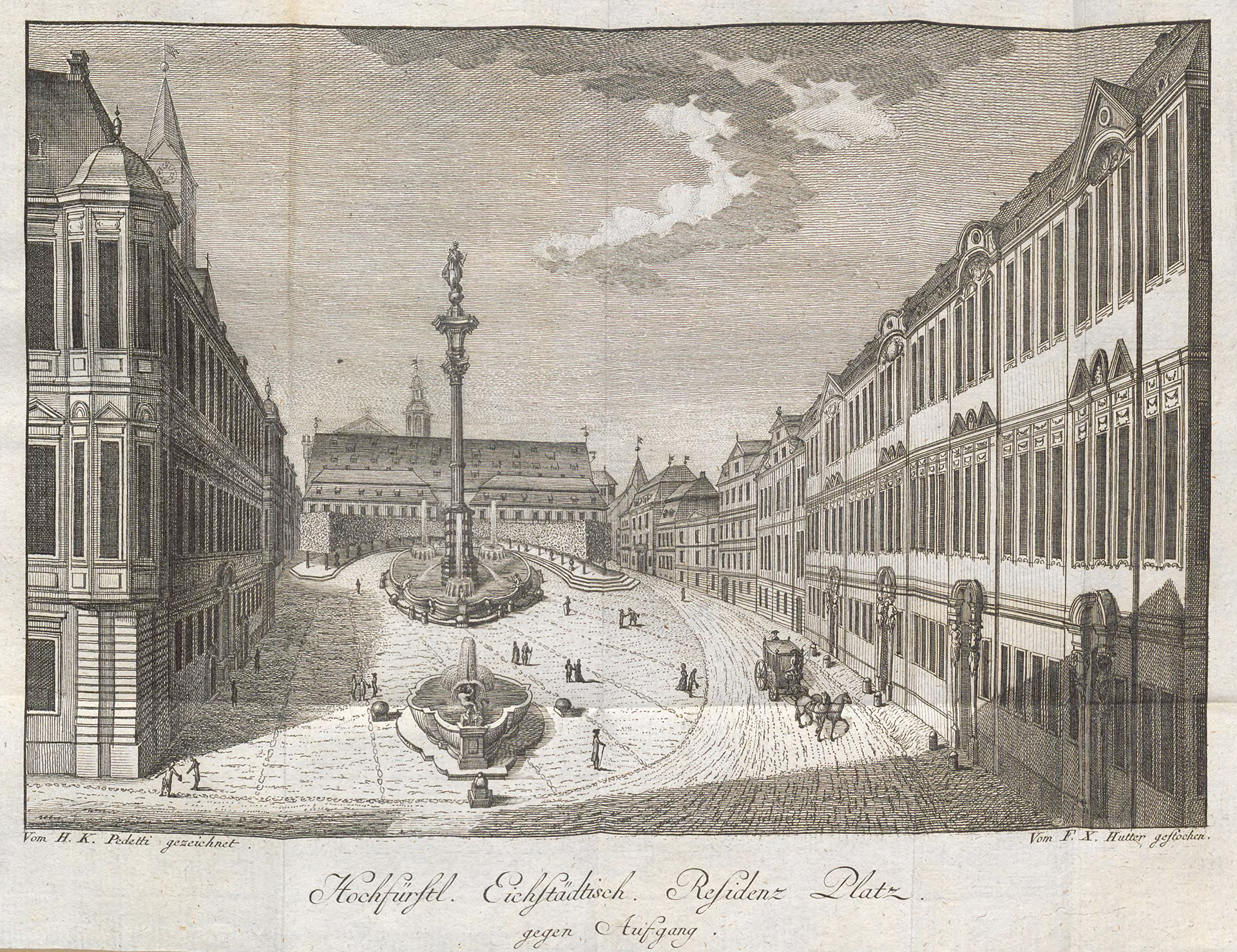 Historische Ansicht des Residenzplatzes in Eichstätt